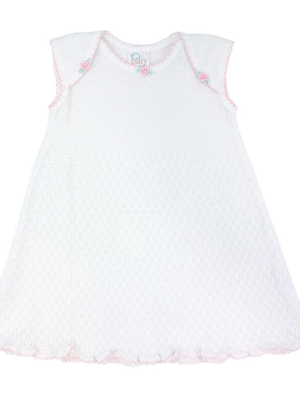 Paty White & Pink Trim Baby Knit dress & matching booties